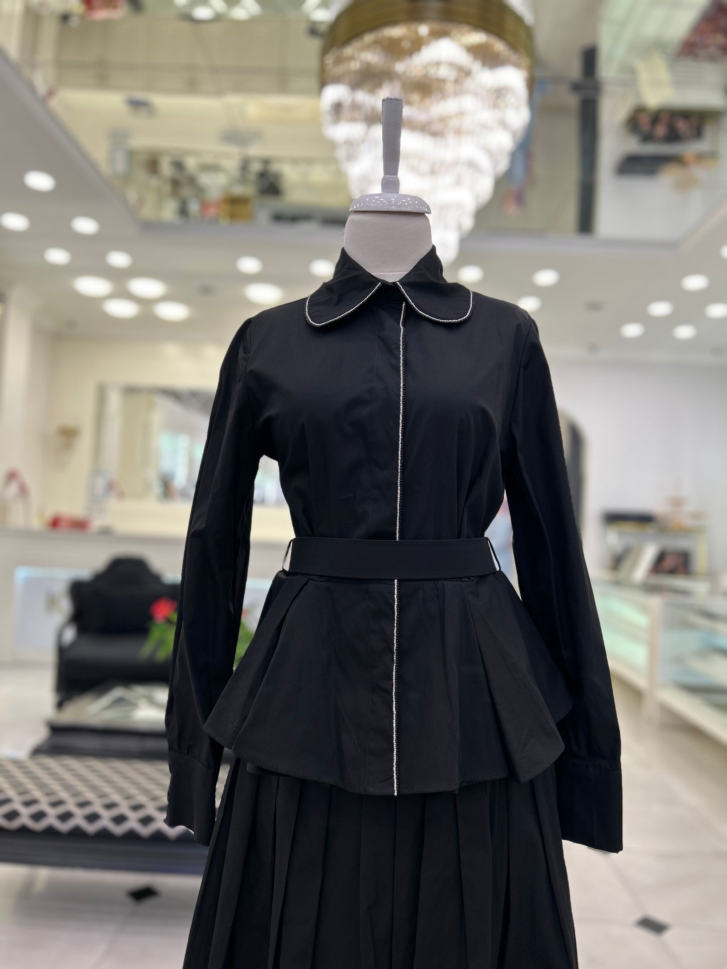 2043 Ageo Poplin Etekli Takım Siyah