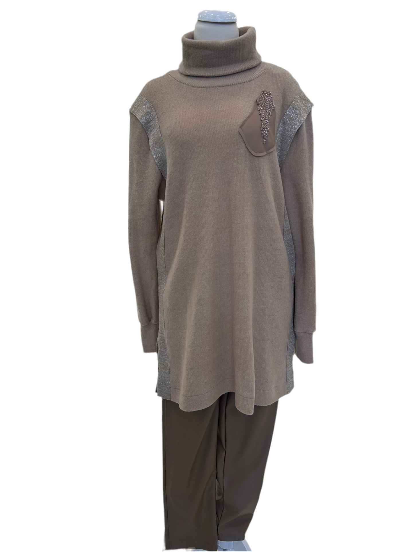 72103 Deri Pantolonlu Piyer Takım Kahve