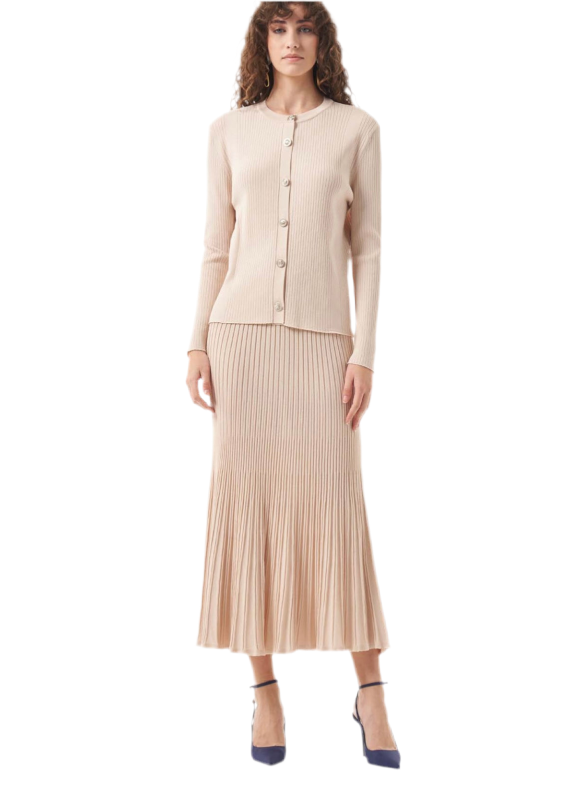 1301 Mini Fitilli Hırkalı Takım Bej