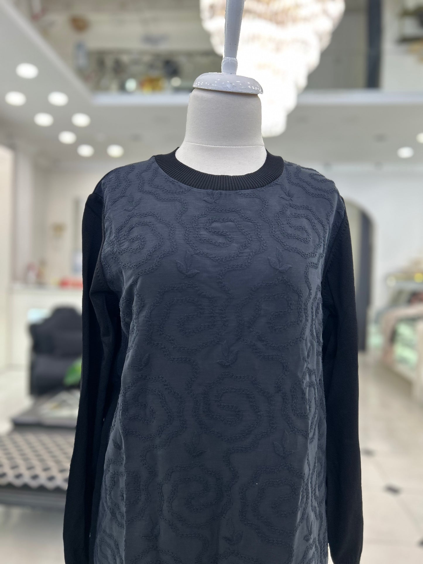 2061 Desenli Elbise Siyah