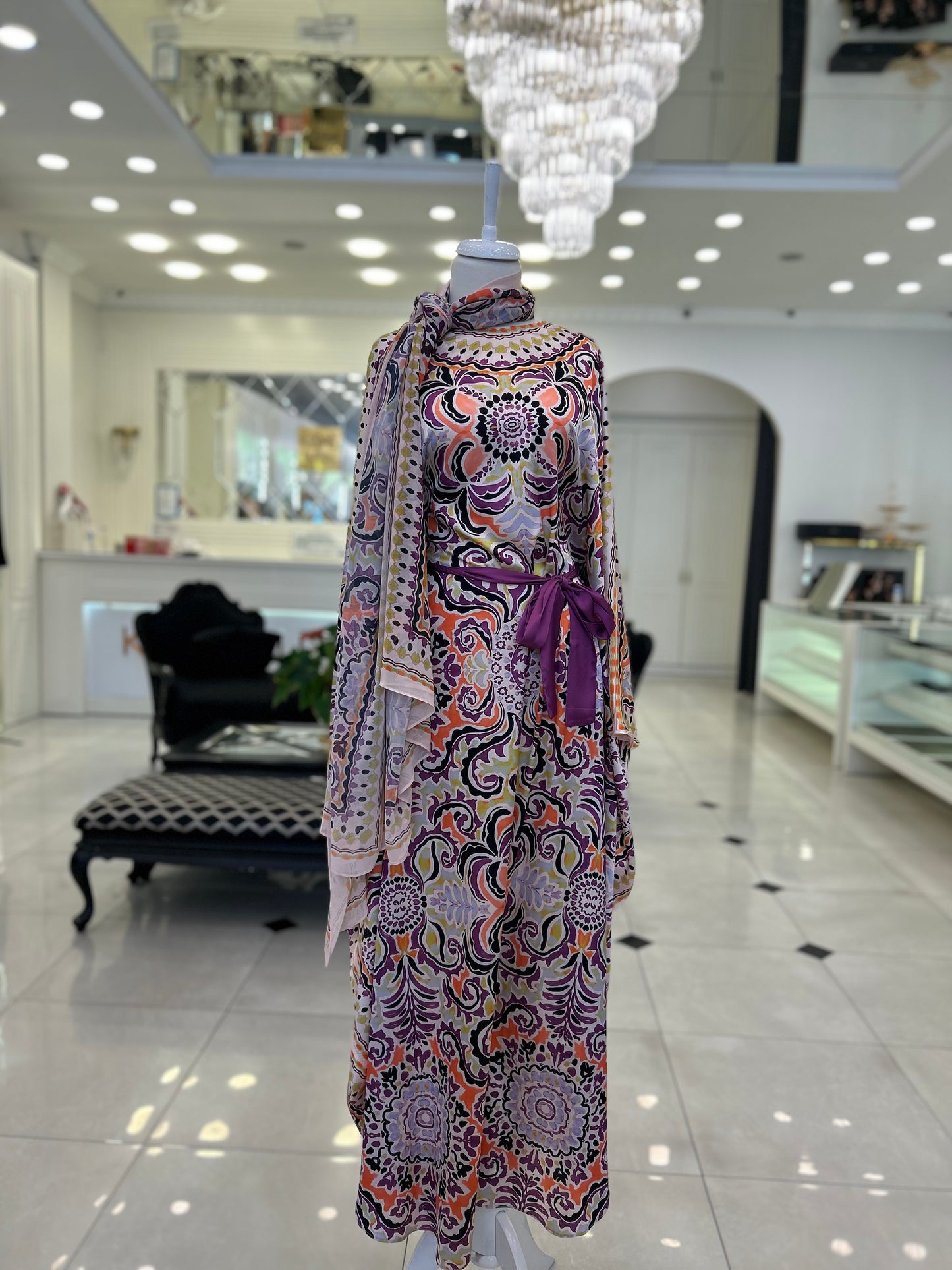 4028 Süye Kaftan, Şal Takım Turuncu