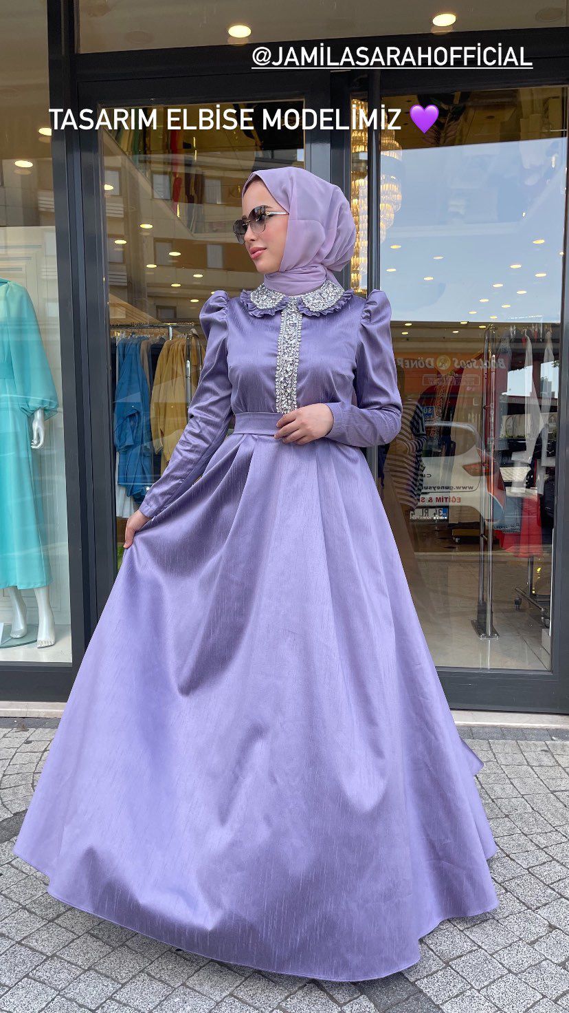 3001 Şantuk Bebe Yaka Elbise Lila