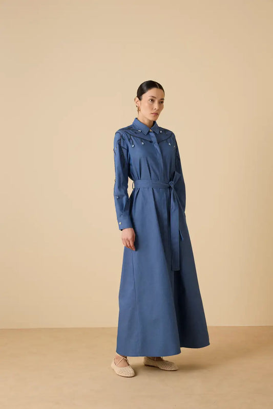 85010 Lacivert Elbise