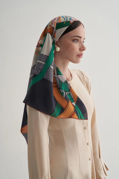 Navy Blue Belvia Eşarp