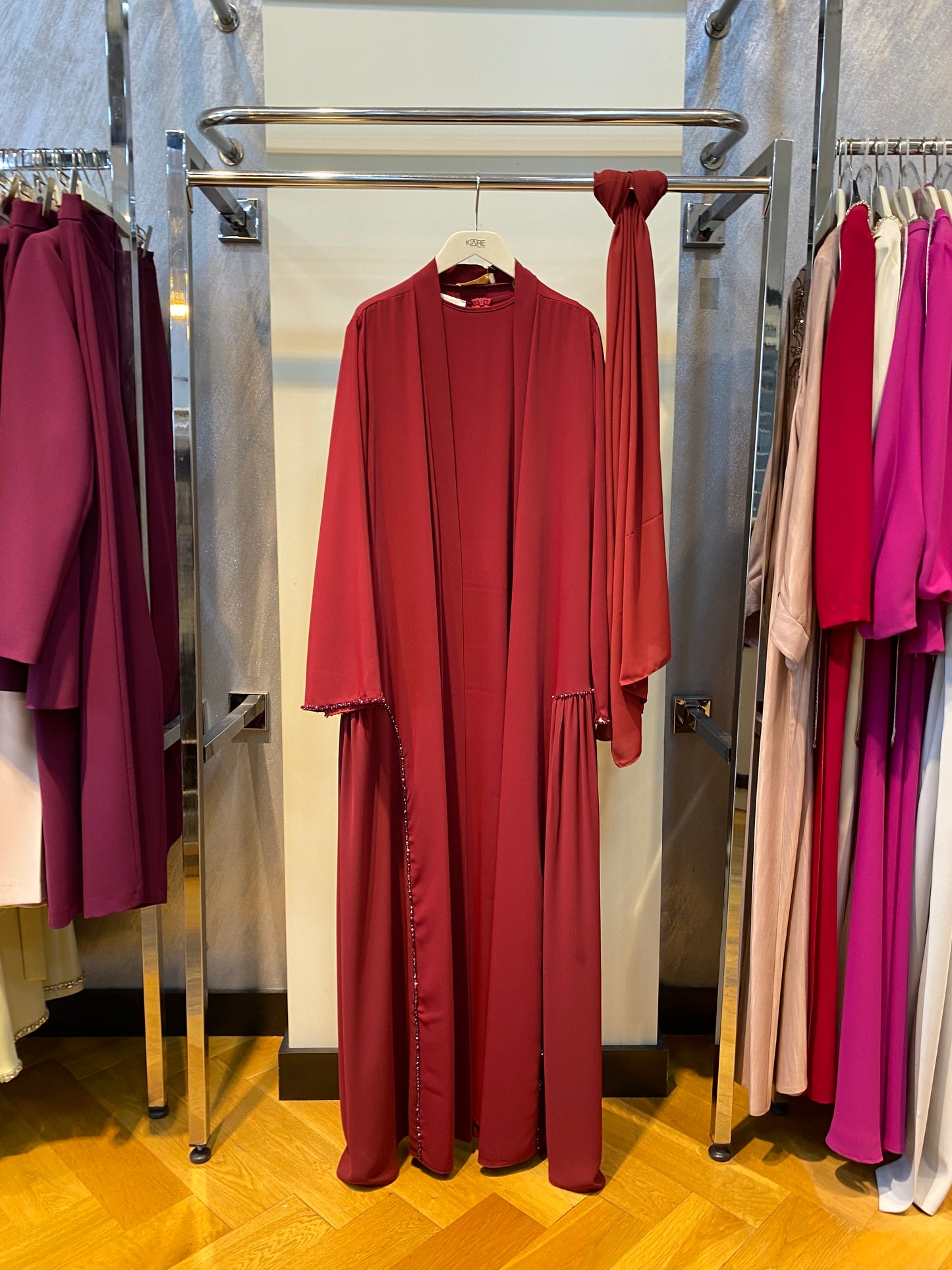 6298-4043 BONCUK İŞLEMELİ ABAYA TAKIM