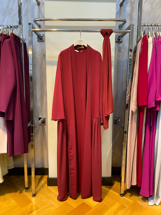 6298-4043 BONCUK İŞLEMELİ ABAYA TAKIM