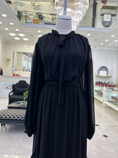 3025 Mila Fırfır Bağlamalı Elbise