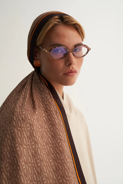 W Moreno Silk Logolu Yün İpek Şal