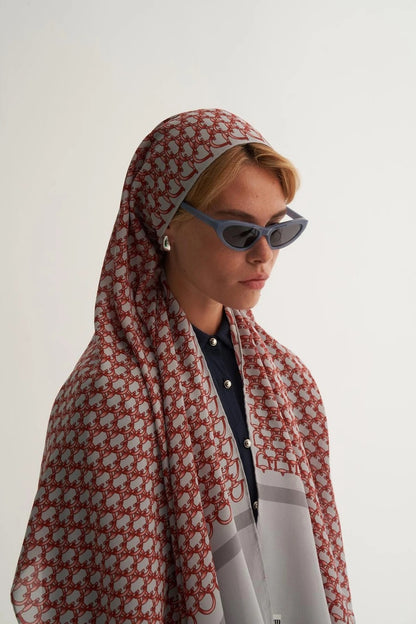 Loop Desenli İpek Şal