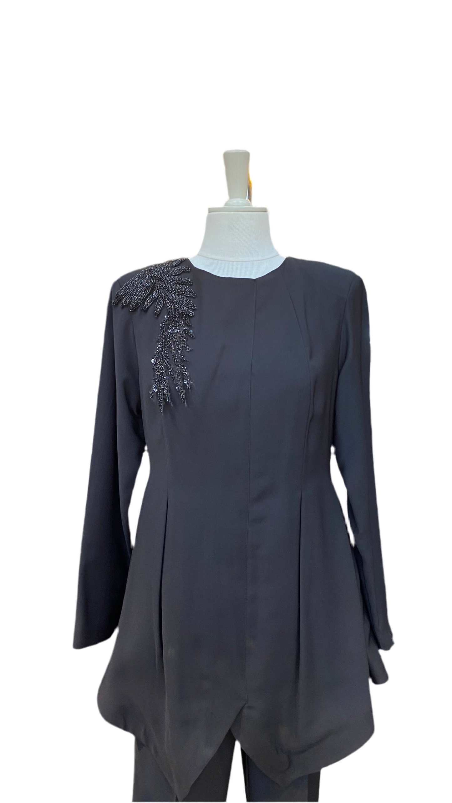 62133 Omuz Taş Detaylı Tunik Pantolon Abiye Takım