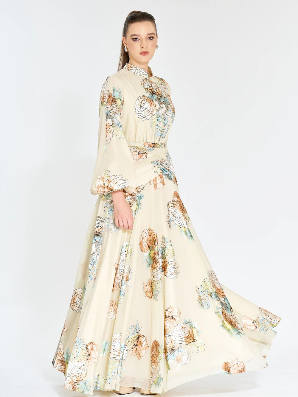 3083 Hümayün Elbise Mor