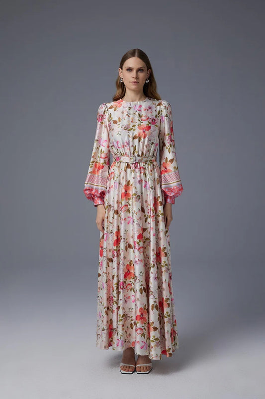 3007 KOLLARIBALON DESENLİ ELBİSE