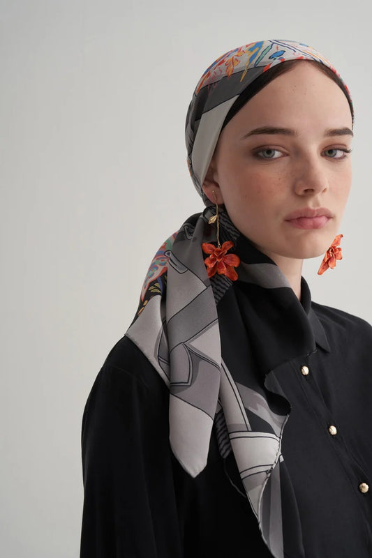 BLACK BELVİA GRİ EŞARP