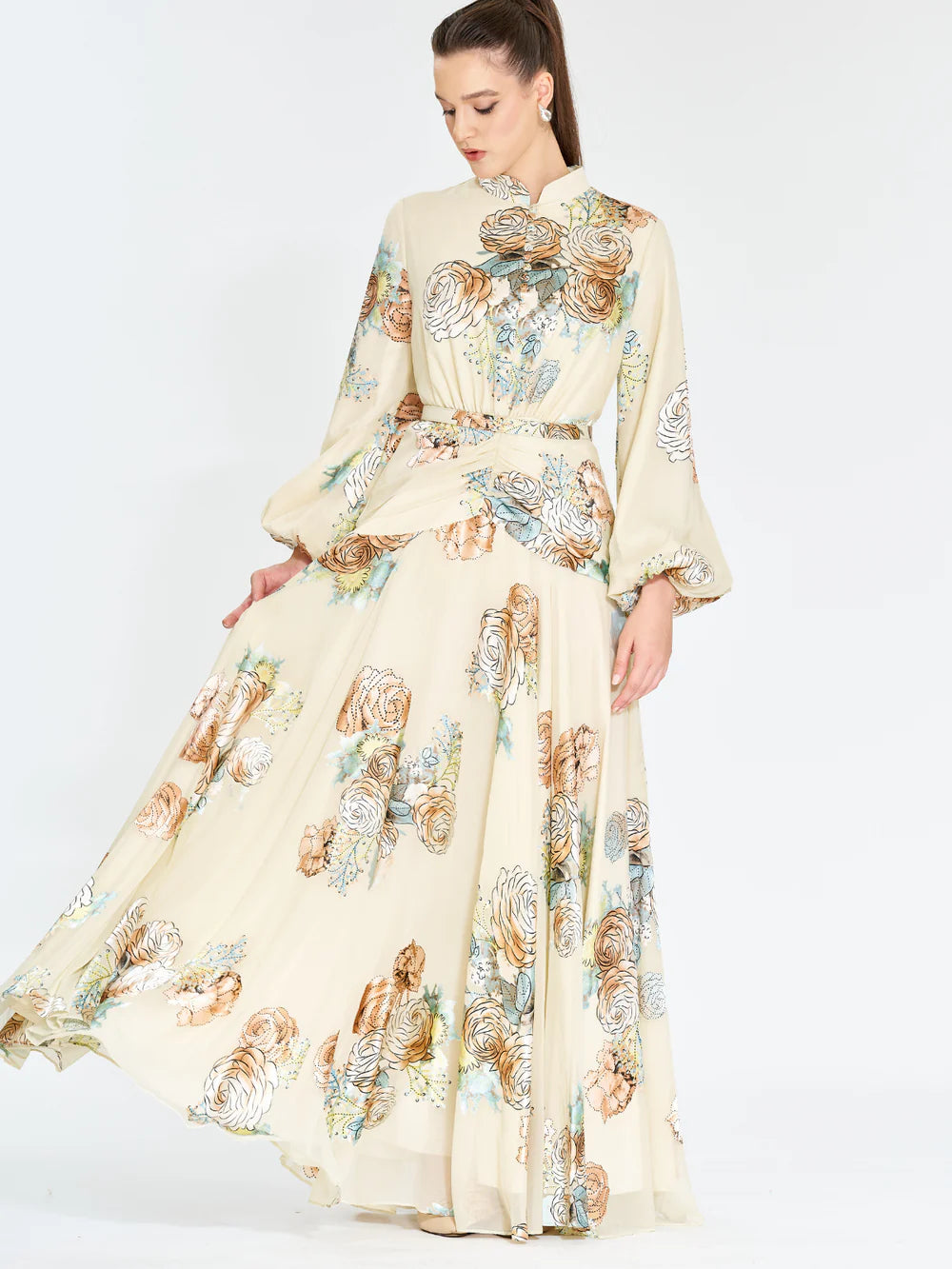 3083 Hümayün Elbise Mor