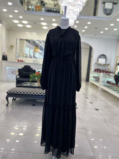 3025 Mila Fırfır Bağlamalı Elbise