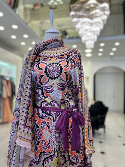 4028 Süye Kaftan, Şal Takım Turuncu