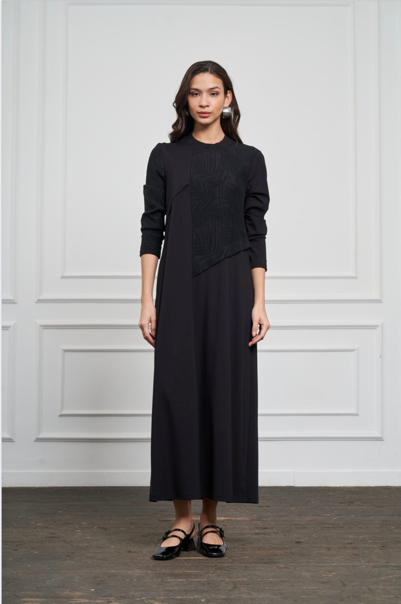 2034 Krash Detaylı Elbise Siyah