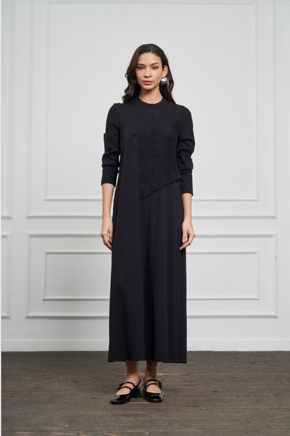 2034 Krash Detaylı Elbise Siyah