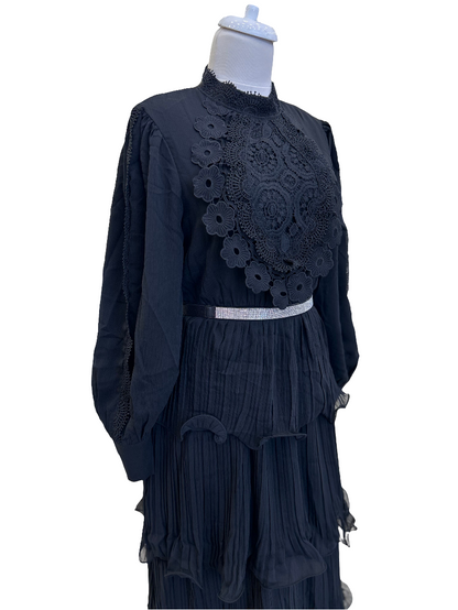 2021 Kat Kat Dantel Elbise Siyah