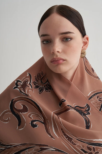 Bloom Desenli İpek Şal & Eşarplar